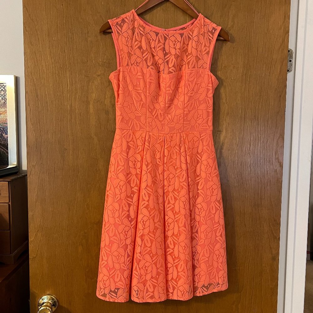 London Times Peach Lace Dress